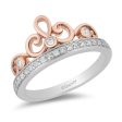 Enchanted Disney Fine Jewelry 10K White Gold and Rose Gold with 1 4 CTTW Majestic Princess Tiara Ring Supply