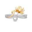 Enchanted Disney Fine Jewelry Sterling Silver and 10K Yellow Gold With 1 10 CTTW Diamond Tiana Lotus Ring Online now