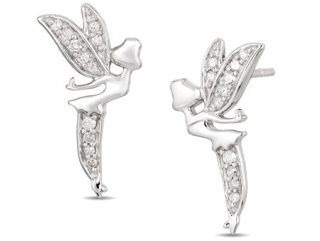 Enchanted Disney Fine Jewelry Sterling Silver 1 10 CTTW Tinker Bell Earrings Online now