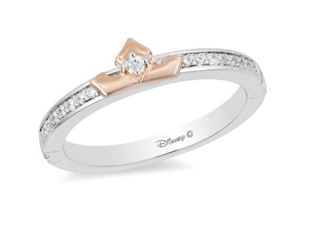 Enchanted Disney Fine Jewelry Sterling Silver and 10K Rose Gold 1 10 CTTW Aurora Tiara Ring Discount