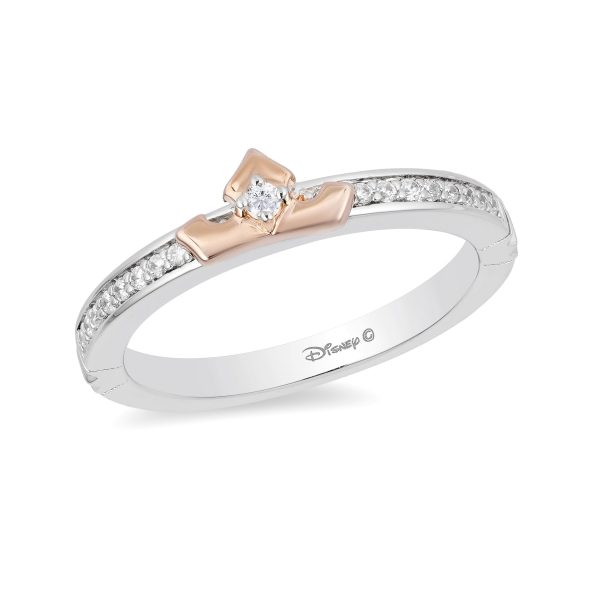 Enchanted Disney Fine Jewelry Sterling Silver and 10K Rose Gold 1 10 CTTW Aurora Tiara Ring Discount