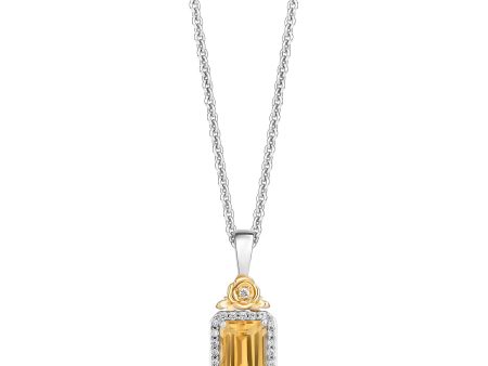 Enchanted Disney Fine Jewelry Sterling Silver and 10K Yellow Gold with 1 10 CTTW Diamonds and Citrine Belle Pendant Necklace Discount