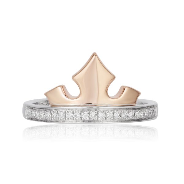 Enchanted Disney Fine Jewelry Sterling Silver and 10k Rose Gold 1 10 CTTW Aurora Tiara Ring on Sale