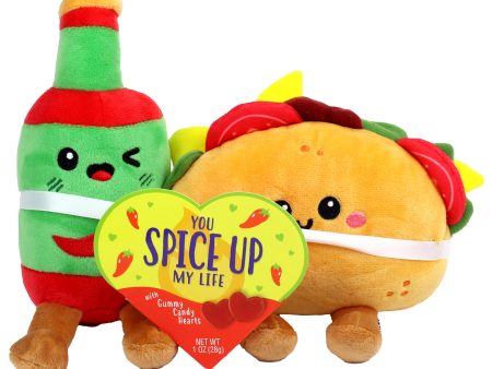 Taco & Hot Sauce Valentine s Day Date Night Plush Toy & Gummy Candy, 1oz Supply