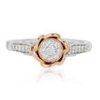 Enchanted Disney Fine Jewelry 14K White Gold and Rose Gold 1 4 CTTW Belle Rose Engagement Ring For Discount