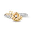 Enchanted Disney Fine Jewelry Sterling Silver and 10K Yellow Gold with 1 6 CTTW Diamonds Belle Rose Ring Cheap