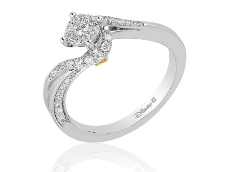 Enchanted Disney Fine Jewelry 10K White Gold and Yellow Gold with 1 3 CTTW Diamond Tinker Bell Engagement Ring Online Sale