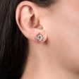 Enchanted Disney Fine Jewelry Sterling Silver and 10K Rose Gold with 1 6 CTTW Diamond and Morganite Aurora Stud Earrings For Discount