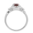 Enchanted Disney Fine Jewelry Sterling Silver with 1 6 CTTW Diamond and Red Garnet Snow White Bow Ring For Cheap