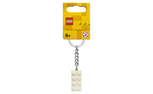 854084 | LEGO® Iconic 2x4 White Metallic Key Chain For Sale