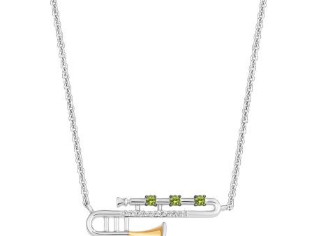 Enchanted Disney Fine  Princess and Frog Anniversary  Jewelry Sterling Silver and 10K Yellow Gold with Accent Diamonds and Peridot Princess and the Frog 15th Anniversary Tiana Pendant Necklace Online Sale