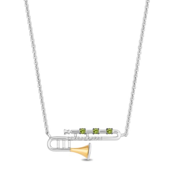 Enchanted Disney Fine  Princess and Frog Anniversary  Jewelry Sterling Silver and 10K Yellow Gold with Accent Diamonds and Peridot Princess and the Frog 15th Anniversary Tiana Pendant Necklace Online Sale