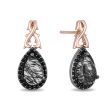 Enchanted Disney Fine Jewelry Black Rhodium Over Sterling Silver and 10K Rose Gold with 1 6 CTTW Diamonds and Rutile Quartz Maleficent Earrings For Discount