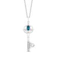 Enchanted Disney Fine Jewelry Sterling Silver with Accent Diamonds and London Blue Topaz Cinderella Key Pendant Necklace Supply