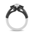 Enchanted Disney Fine Jewelry 14K White Gold with Black Rhodium Ursula Three Stone Engagement ring with Black Diamond Shoulder Stone and 1 1 4 CTTW Diamonds Cheap