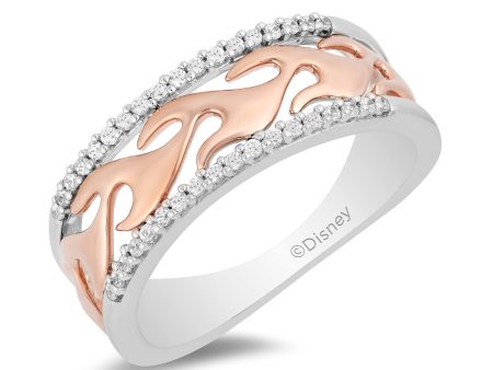 Enchanted Disney Fine Jewelry 10K Rose Gold and Sterling Silver with 1 5 CTTW Diamond Maleficent Flames Ring Online Hot Sale