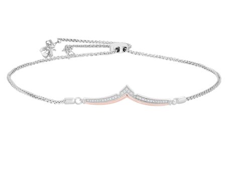 Enchanted Disney Fine Jewelry Sterling Silver and 10K Rose Gold with 1 10 CTTW Aurora Bracelet Sale