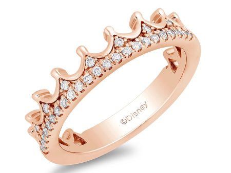 Enchanted Disney Fine Jewelry 14K Rose Gold With 1 6 CTTW Diamond Majestic Princess Anniversary Ring Hot on Sale