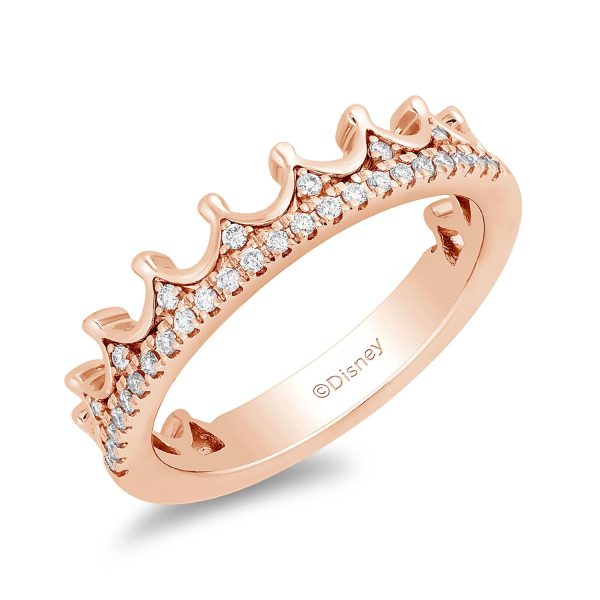 Enchanted Disney Fine Jewelry 14K Rose Gold With 1 6 CTTW Diamond Majestic Princess Anniversary Ring Hot on Sale