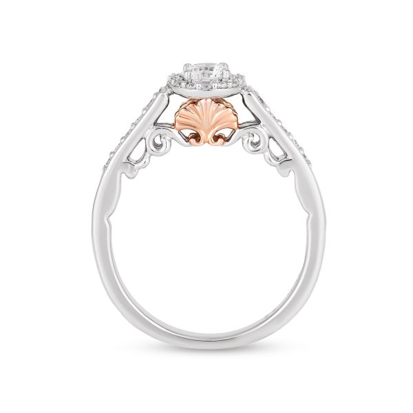 Enchanted Disney Fine Jewelry 14k White Gold  and Rose Gold with 1 2 CTTW Ariel Shell Engagement Ring Cheap