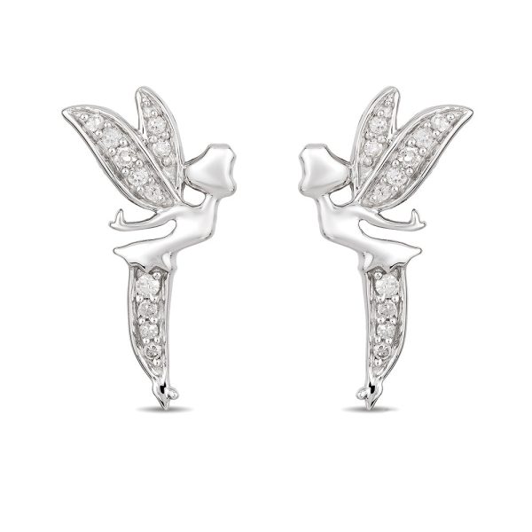 Enchanted Disney Fine Jewelry Sterling Silver 1 10 CTTW Tinker Bell Earrings Online now