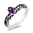 Enchanted Disney Fine Jewelry 14K White Gold with Black Rhodium Ursula Gemstone Engagement Ring with Oval Amethyst Center and 1 4 CTTW Diamonds Sale