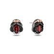 Enchanted Disney Fine Jewelry Black Rhodium Over Sterling Silver and 10K Rose Gold 1 7 CTTW White Diamond and Black diamond with Red Garnet Snow White Stud Earrings Cheap