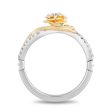 Enchanted Disney Fine Jewelry Sterling Silver and 10K Yellow Gold with 1 6 CTTW Diamonds Belle Rose Ring Cheap