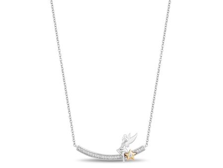 Enchanted Disney Fine Jewelry 14K Yellow Gold over Sterling Silver with 1 10 CTTW Tinker Bell Pendant Necklace Discount