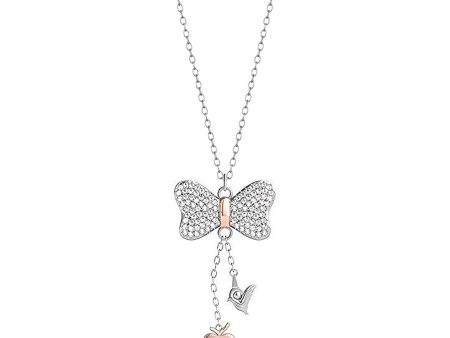 Enchanted Disney Fine Jewelry Sterling Silver and 10K Rose Gold 1 4 CTTW Snow White Necklace on Sale