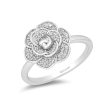 Enchanted Disney Fine Jewelry Sterling Silver with 1 5 CTTW Diamonds Cinderella 70th Anniversary Gardenia Flower Ring Supply