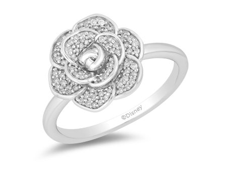 Enchanted Disney Fine Jewelry Sterling Silver with 1 5 CTTW Diamonds Cinderella 70th Anniversary Gardenia Flower Ring Supply