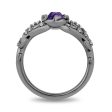 Enchanted Disney Fine Jewelry Black Rhodium Over Sterling Silver with 1 6 CTTW Diamonds and Amethyst Ursula Ring Supply