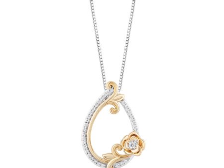 Enchanted Disney Fine Jewelry 14K Yellow Gold Over Sterling Silver with 1 6 CTTW Diamonds Belle Necklace Online Sale