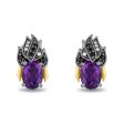 Enchanted Disney Fine Jewelry Black Rhodium Over Sterling Silver and 10K Yellow Gold with 1 10 CTTW Diamonds and Amethyst Ursula Stud Earrings Discount