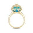 Enchanted Disney Fine Jewelry 14K Yellow Gold 1 10 CTTW Diamond and Swiss Blue Topaz Jasmine Fashion Ring on Sale