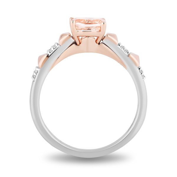 Enchanted Disney Fine Jewelry Sterling Silver and 10K Rose Gold with 1 20 CTTW Diamonds and Morganite Aurora Ring For Sale