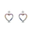 Enchanted Disney Fine Jewelry Sterling Silver with Accent Diamonds and Gemstones Majestic Princess Heart Earrings Fashion