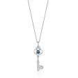 Enchanted Disney Fine Jewelry Sterling Silver with London Blue Topaz Disney Cinderella Key Pendant Necklace Supply