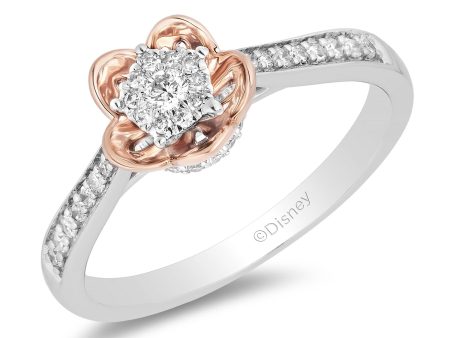 Enchanted Disney Fine Jewelry 10K White Gold and Rose Gold with 1 5 CTTW Diamond Mulan Promise Ring For Discount