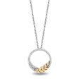 Enchanted Disney Fine Jewelry Sterling Silver and 10K Yellow Gold with 1 10 CTTW Diamond Anna Circle Pendant Necklace For Cheap