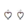 Enchanted Disney Fine Jewelry Sterling Silver with Accent Diamonds and Gemstones Majestic Princess Heart Earrings Fashion