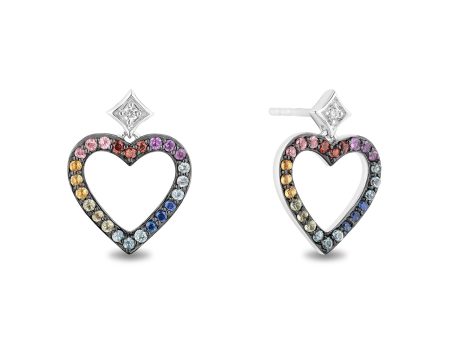 Enchanted Disney Fine Jewelry Sterling Silver with Accent Diamonds and Gemstones Majestic Princess Heart Earrings Fashion