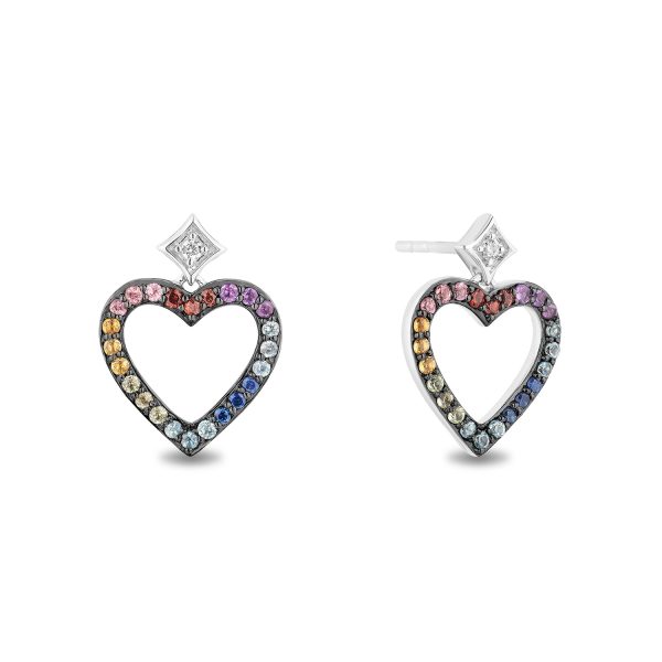 Enchanted Disney Fine Jewelry Sterling Silver with Accent Diamonds and Gemstones Majestic Princess Heart Earrings Fashion