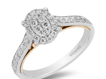 Enchanted Disney Fine Jewelry 10K White Gold and Yellow Gold with 1 2 CTTW Diamonds Jasmine Composite Ring Sale