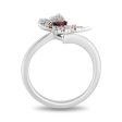 Enchanted Disney Fine Jewelry Sterling Silver and 10K Rose Gold 1 10 CTTW Diamond and Rhodolite Garnet Mulan Butterfly Ring For Cheap