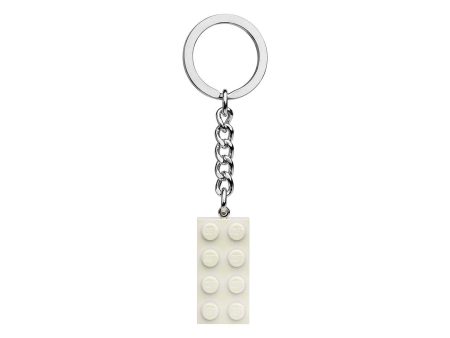 854084 | LEGO® Iconic 2x4 White Metallic Key Chain For Sale