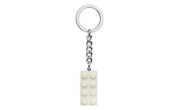 854084 | LEGO® Iconic 2x4 White Metallic Key Chain For Sale