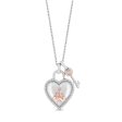 Enchanted Disney Fine Jewelry Celebration Sterling Silver and 10K Rose Gold with 1 6 CTTW Diamond and White Quartz Heart and Key Majestic Princess Pendant Necklace Online now