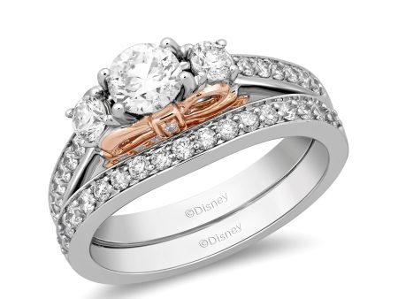 Enchanted Disney Fine Jewelry 14K White Gold and Rose Gold with 1 1 5 CTTW Snow White Bridal Set Online